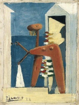 パブロ・ピカソ Painting - 入浴者と小屋 1928年 パブロ・ピカソ